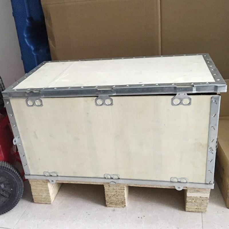 免熏蒸钢带箱包边卡扣箱组装A打包箱物流运输钢边箱包装木箱