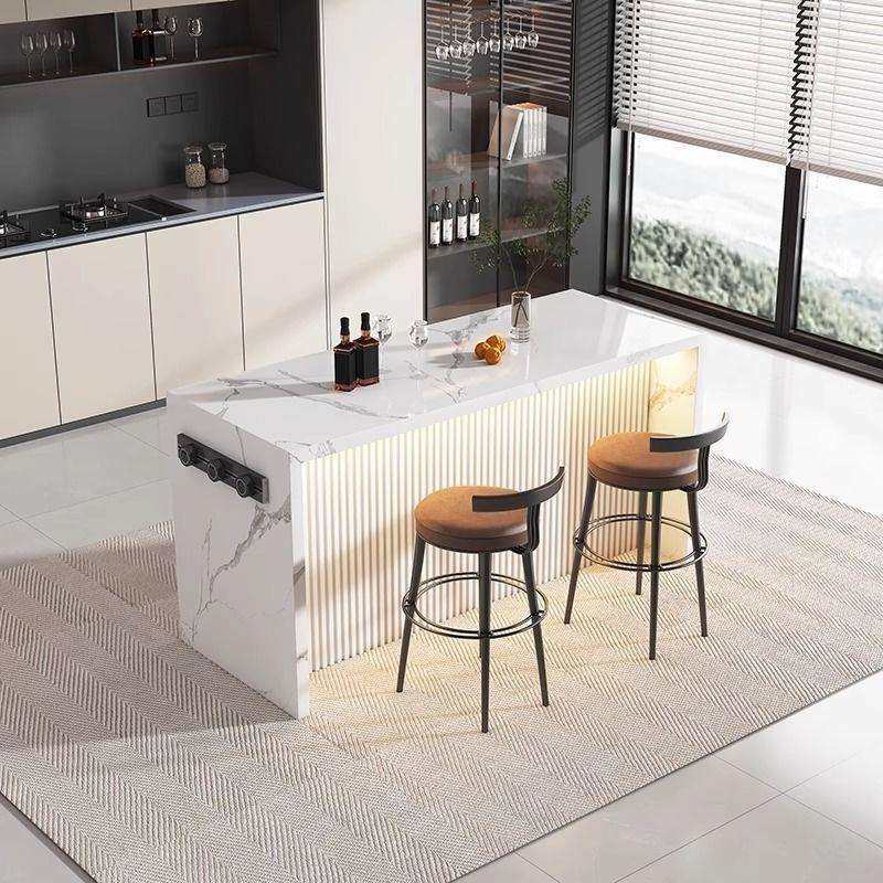 轻奢岩板客厅家用隔断大理石吧台餐桌岛台一体厨房开放式中岛