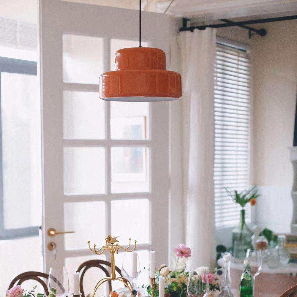 全光谱双层桔灯mcm橘色餐桌吊灯中古风复古简约艺术餐厅吧台灯具