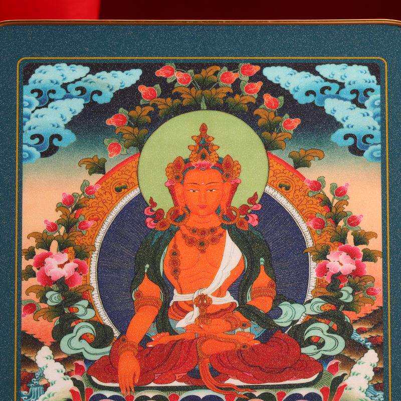 藏式不动佛铂金实木烤漆相框摆件挂画装饰画家用十相自在唐卡图