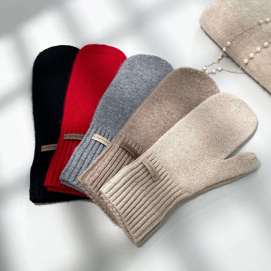 pure cashmere 纯山羊绒手套2023秋冬加厚针织保暖连指手套成人版