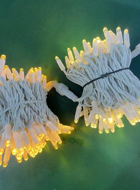 10m100灯220V白色橡胶线灌胶花环仙女LED灯串暖白+白闪烁工程安装