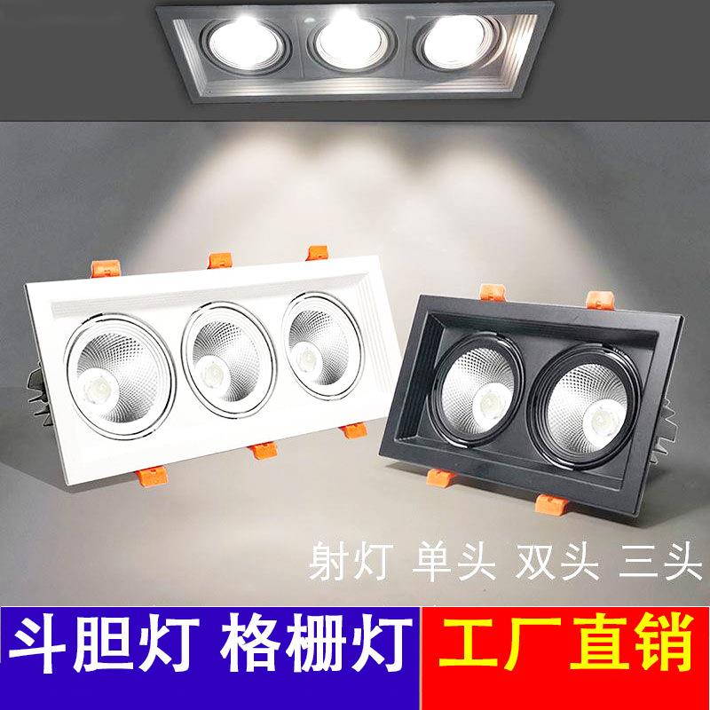斗胆灯led射灯豆胆灯格栅灯筒灯嵌入式天花灯洗墙灯双头商用照明