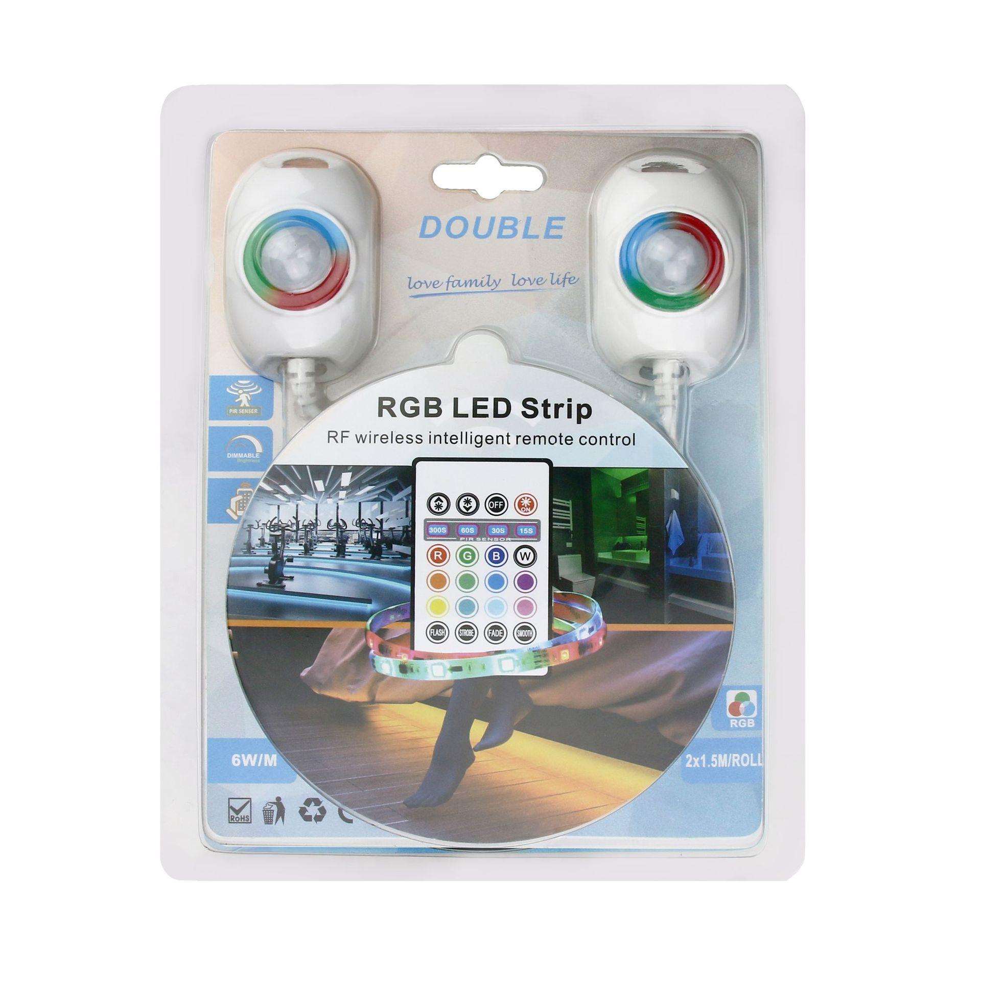 新奇特人体感应LED床灯小夜灯起夜灯RGB氛围照明壁灯橱柜灯双人款