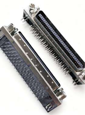 台产SCSI-68Pin焊板公座HPCN型68芯公头焊板公座槽式连接器90度弯