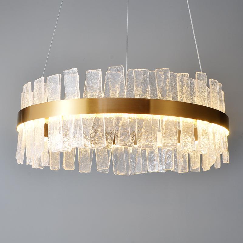 后现代轻奢客厅灯水晶玻璃棒吧台饭厅创意复式楼梯样板房餐厅吊灯