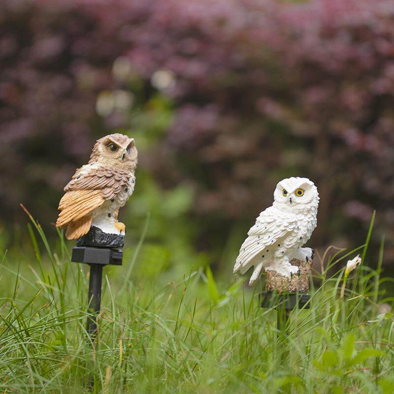 LED发光猫头鹰庭院景观灯小鸟景观灯夜光猫头鹰开树脂造型装饰灯