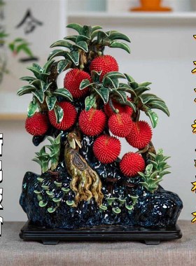 石湾公仔荔枝陶瓷摆件满堂红新中式客厅电视柜酒柜玄关装饰工艺品