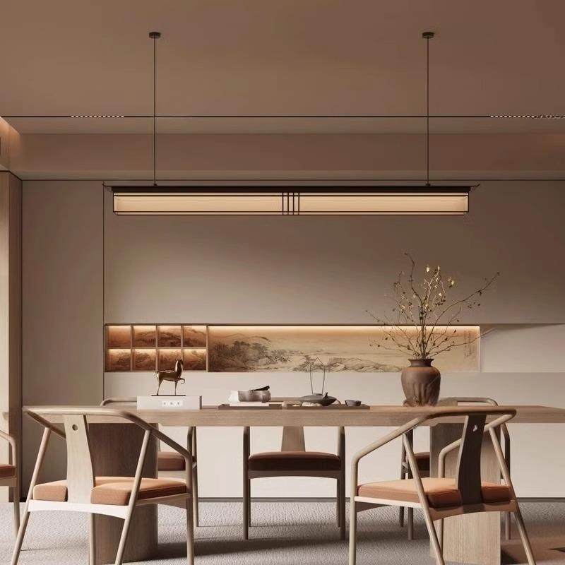 跨境长条灯设计师简约灯具餐厅茶室一字吊灯吧台书房前台LED吊灯