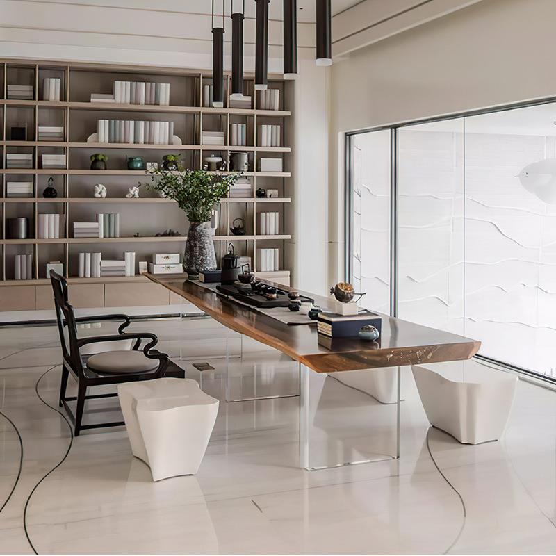 实木茶桌亚克力透明家用大板泡茶桌办公室客厅创意会客茶桌椅组合