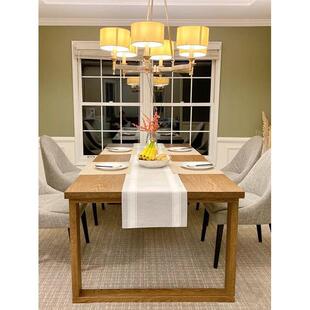 北欧实木餐桌办公室会议桌莫比恩餐厅餐桌椅组合家用原木大板长桌