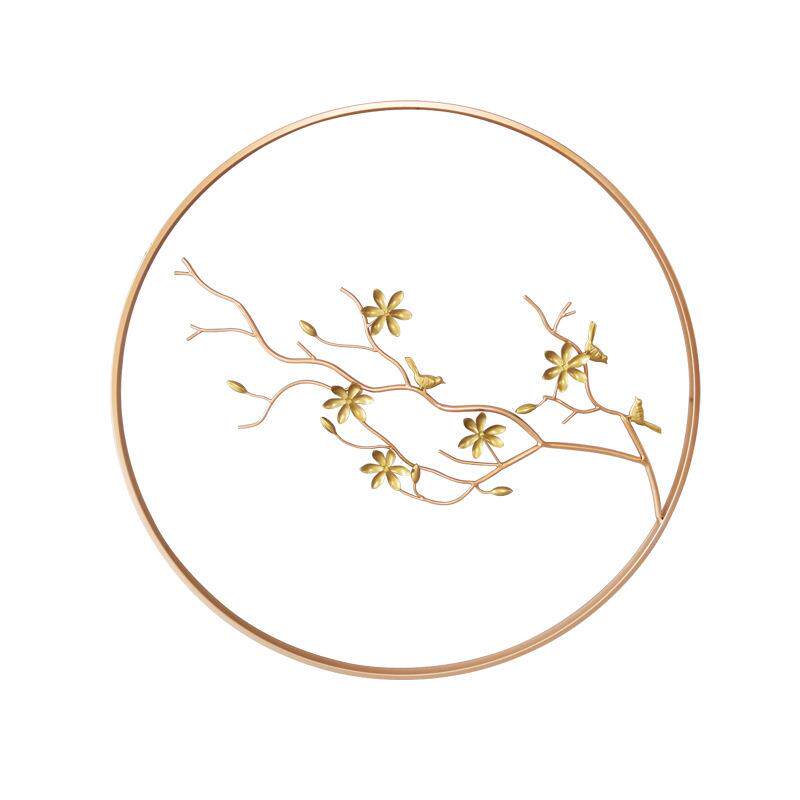 圆形新款壁挂梅花餐厅金属树枝客厅中国风铁艺壁饰墙面装饰挂件