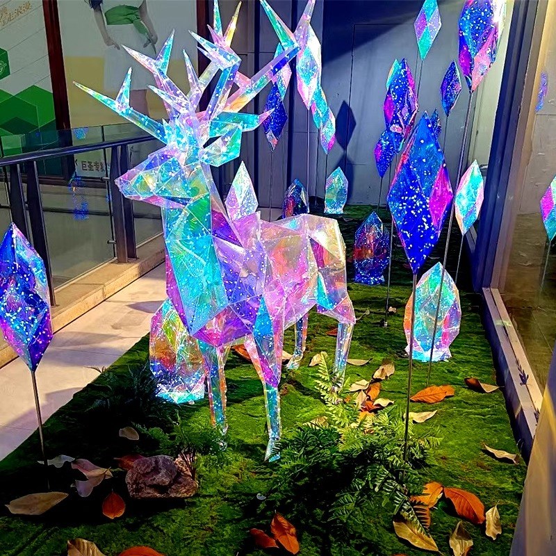 美陈户外幻彩发光圣诞麋鹿商场酒店E美陈摆件橱窗布置新年场景装