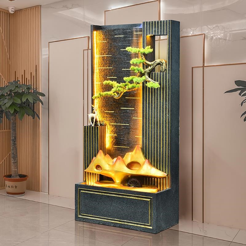 简约现代流水摆件喷泉景观假山循C环水装饰开业礼物水幕墙屏风落