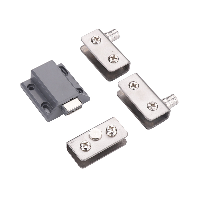 展示柜橱柜玻璃铰链柜门上下夹不锈钢磁碰门吸合T页柜子门轴小转