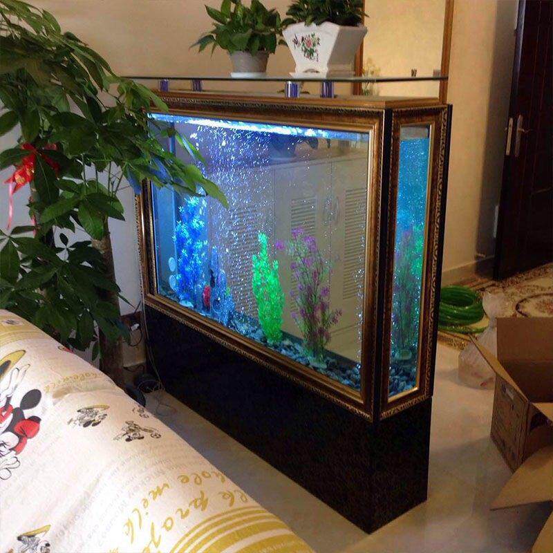 屏风鱼缸隔墙高端风水入口落地长方形客厅水族