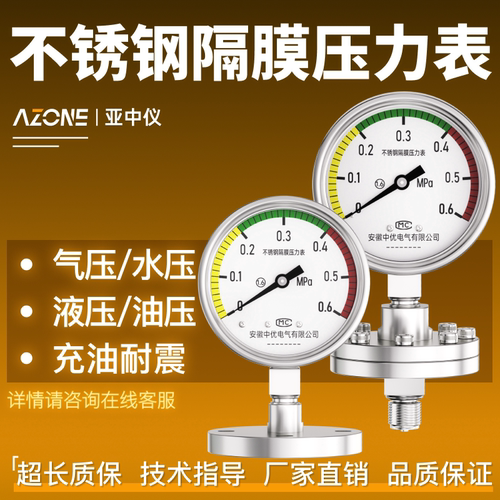 亚中仪不锈钢耐震隔膜压