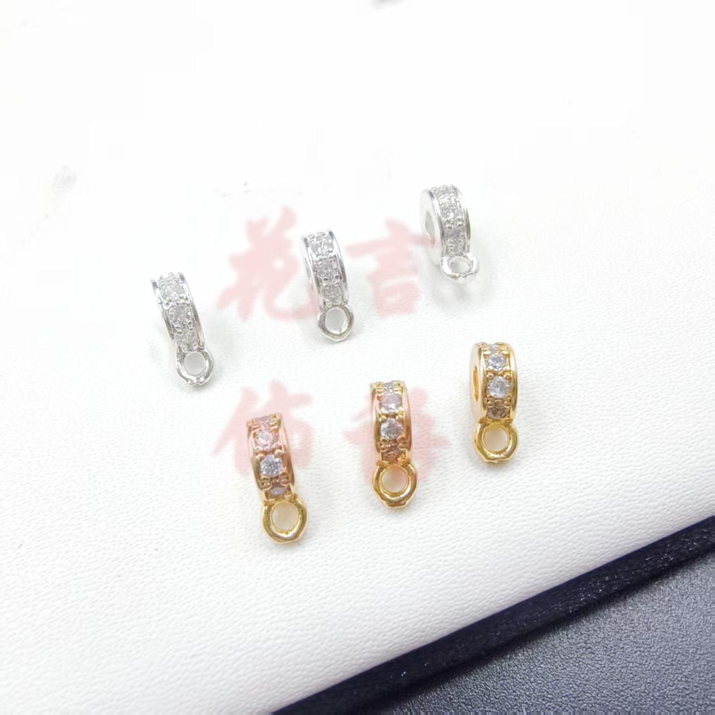 14K保色6mm镶锆石三通隔珠万能扣