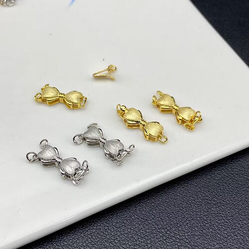 保色蝴蝶结单排双排万能扣收尾插片扣DIY饰品配件水晶珠宝文玩串