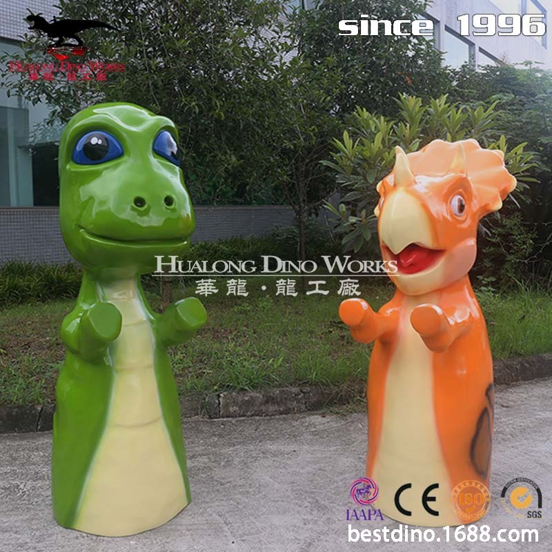 2023新品玻璃钢卡通三角龙腕龙室外摆件 纯手工艺品塑模模型