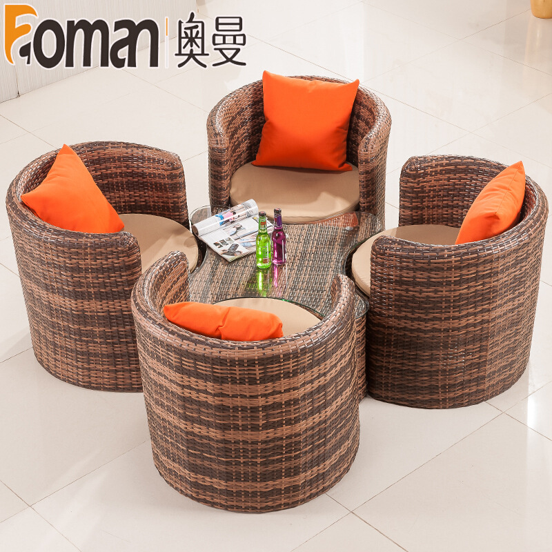 藤椅 户外家具 仿藤椅家具 藤编花园阳台休闲桌椅组合 藤艺家具