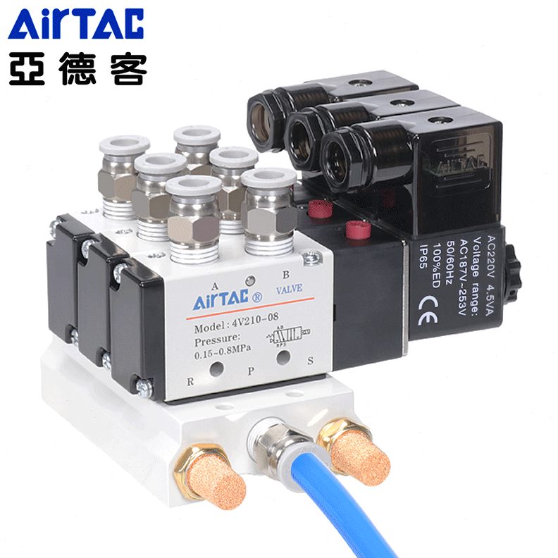 8气动153024v00220v换-阀磁电阀向亚德客电磁阀4V2-控制4阀电V21