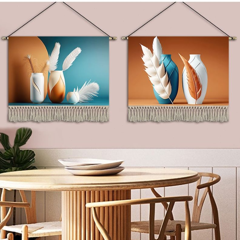 定制画装饰酒店餐厅挂画客厅挂布走廊过道装饰画现代挂毯卧室布艺图片