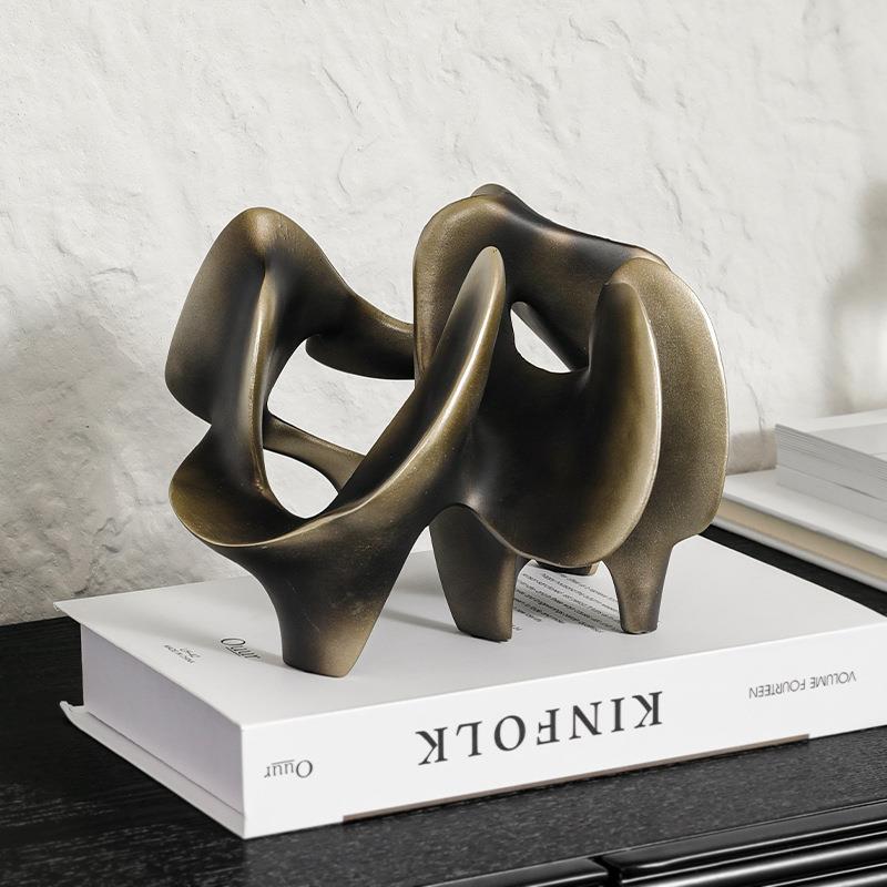 轻奢创意金色镂空摆件树脂工艺品样板间售楼处客厅电视柜桌面玄关