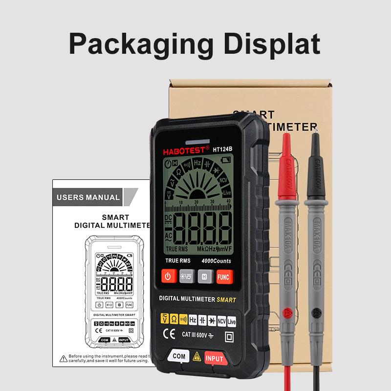 华博 HT124B数显万用表高精度迷你表智能电工测电表防烧