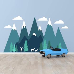 饰贴纸QT016 儿童房环保装 018 135cm可爱山墙墙贴北欧风格 120