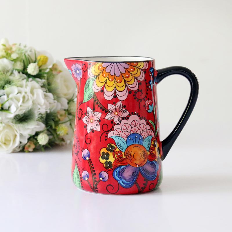 OMK 欧式陶瓷冷水壶个性餐厅大容量带盖茶水罐创意家居摆件