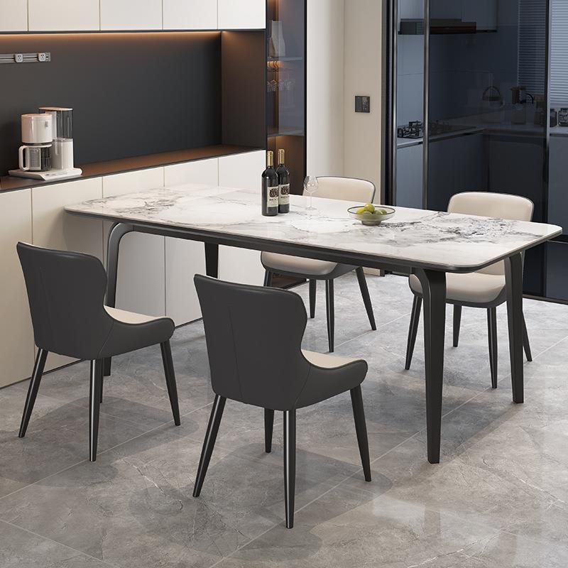 感轻奢长方形现代简约餐桌椅组合餐厅饭桌意式小户型岩板家用