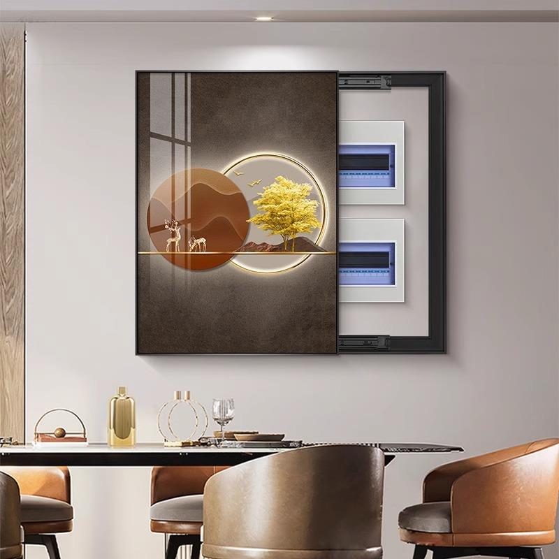 2024新款轻奢电表箱装饰画现代简约客厅遮挡电闸盒免打孔餐厅挂画