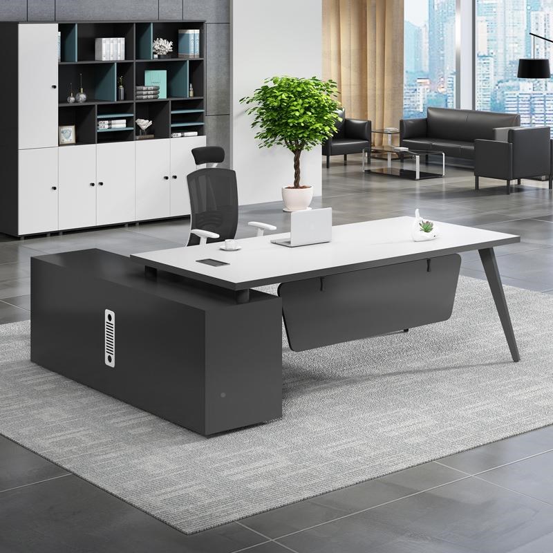 黑白CE新O办公桌现代约钢架组合办公家O具简经理主管款办公桌