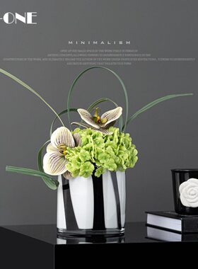 洽谈桌样板间装饰品玻璃花瓶高档轻奢花艺现代zoneR轻奢高端 条纹