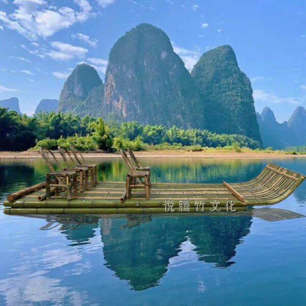 加厚小竹筏船钓鱼船漂流船竹排单双层竹排船观光木船景区网红造景