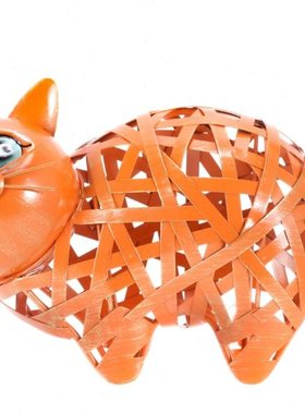 卡通创意金属铁艺编织猫 铁艺摆件金属装饰泉州工艺家居橙色礼品