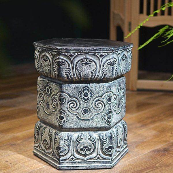 仿石雕门墩圆形柱子庭院别墅院子装饰石凳板凳石鼓墩花园底座摆件,家居饰品,石雕,淘宝优惠券,粉丝福利购,淘宝优惠卷