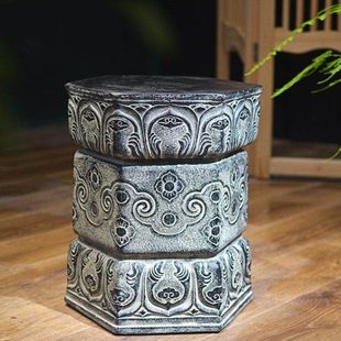 仿石雕门墩圆形柱子庭院别墅院子装饰石凳板凳石鼓墩花园底座摆件