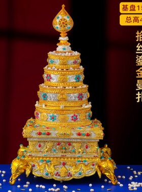 手工八吉祥曼15金曼扎盘5cm掐寺庙罗茶盘丝整套曼.尼泊尔鎏供奉茶