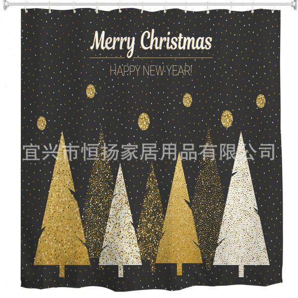 【3D数码印花】 暗帝雪花圣诞树 涤纶浴帘加厚,家庭/个人清洁工具,浴帘,淘宝优惠券,粉丝福利购,淘宝优惠卷