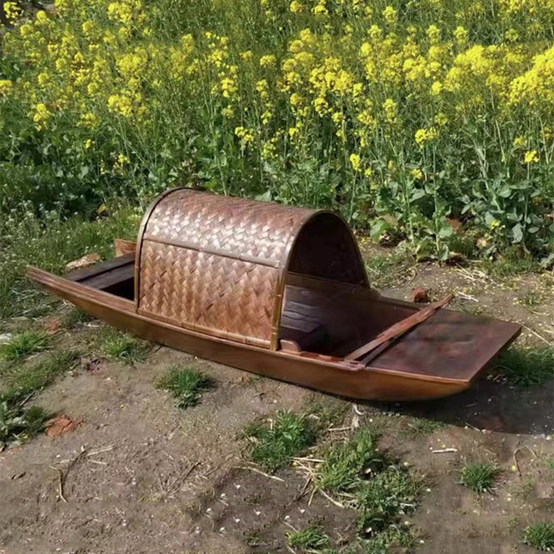 仿古乌篷船接待道具船游船景观A船渔船手划船实木水上木船电动船