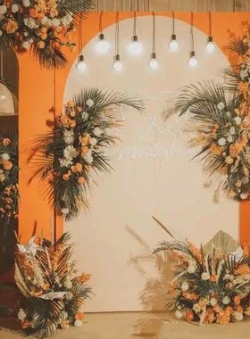 新款秋色路引架花三角花排舞台活B动布置装饰花球罗马柱花楼盘开