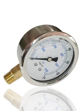 供径向不锈钢压力表立装耐震充液注液竖装YBN63 70KG 1000PSI厂销