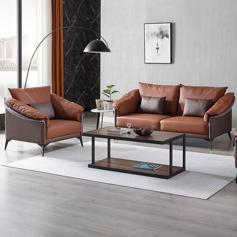 沙发休闲办公室皮质沙发办公沙发现代简约沙发会客接待组合