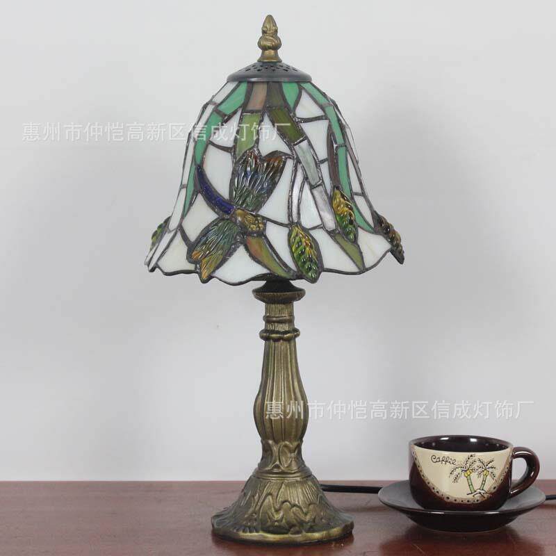 蒂凡尼绿色玻璃手工小清新田园复古灯蜻蜓柱子酒吧餐厅床头柜灯