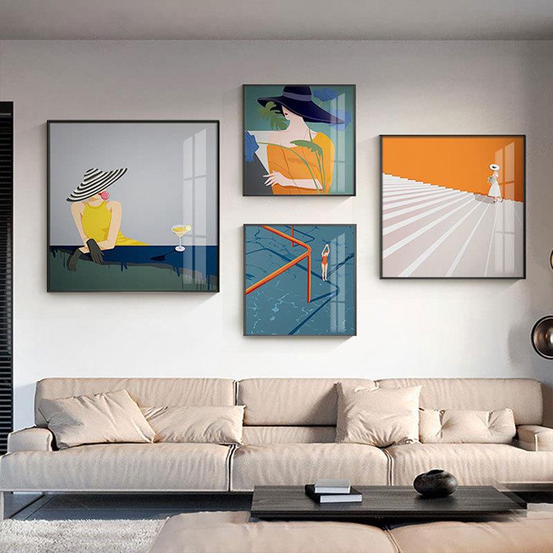 现代时尚人物女装店铺工作室壁画北欧简约玄关餐厅挂画客厅装饰画