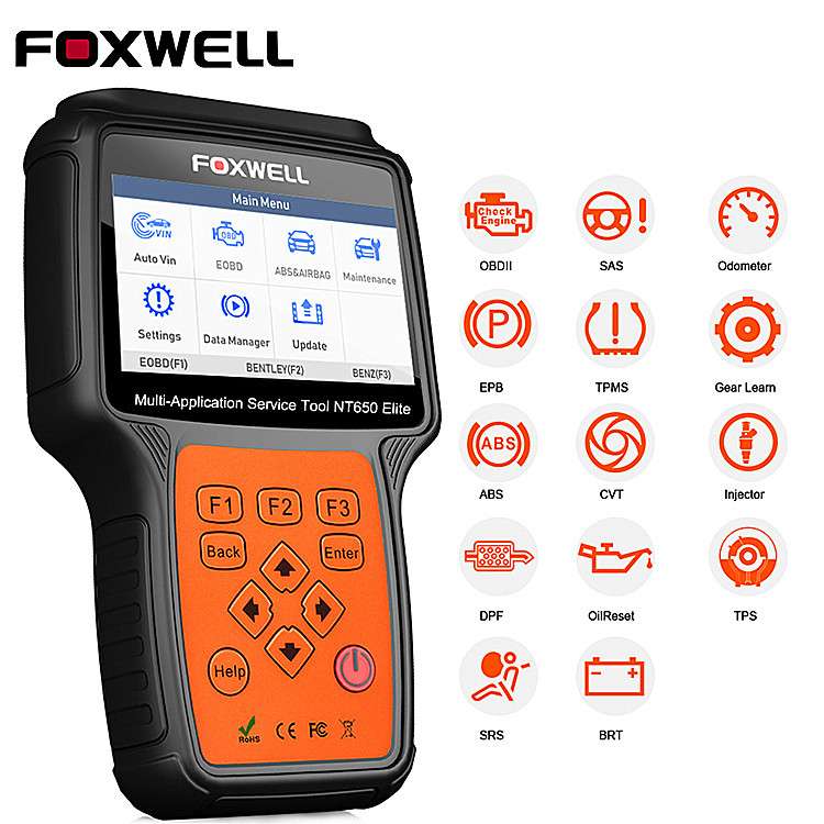 FOXWELL NT650 elite OBD2 Automotive ScannerABS SRS DPF保养仪