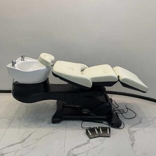 明美电动洗头床升降旋转头皮护理高端理发发廊洗护一体冲水床