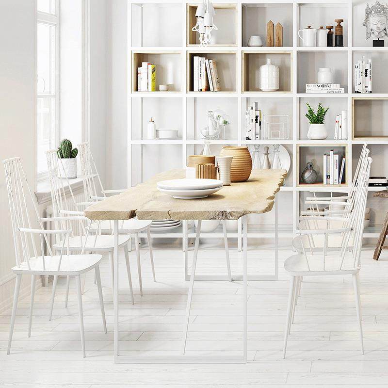 现代简约小户型接待餐桌酒店民宿实木吃饭桌家用客厅成套桌椅组合